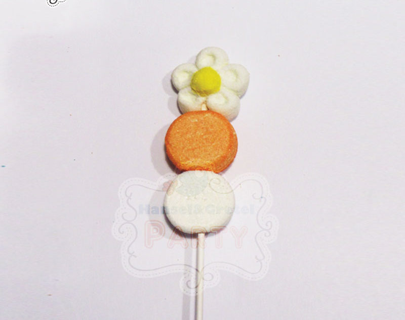 Spiedino di Marshmallows arancione per la tua festa